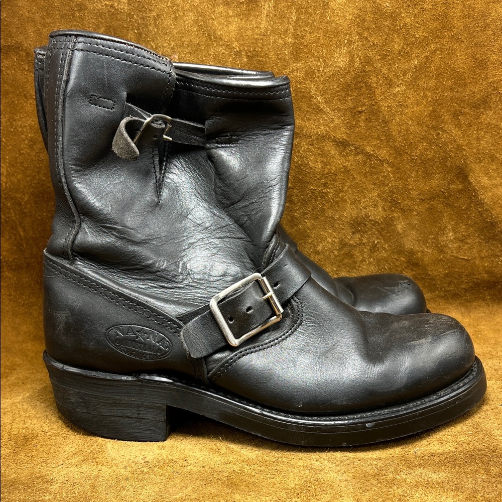 NANA Vintage Black Leather Motto Boots